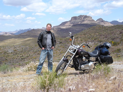 Motorcyclist in the Black Mountains near Oatman, Arizona.