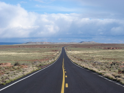 Road leading towards Meteor Crater, Route 66.