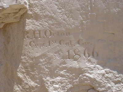 Name and date carvings on El Morro monument, New Mexico.
